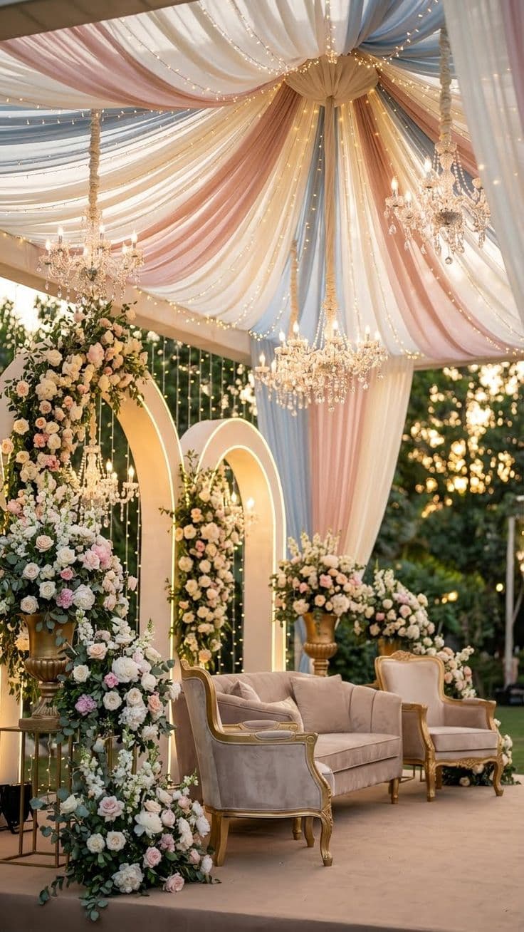 Gold and white wedding table decoration